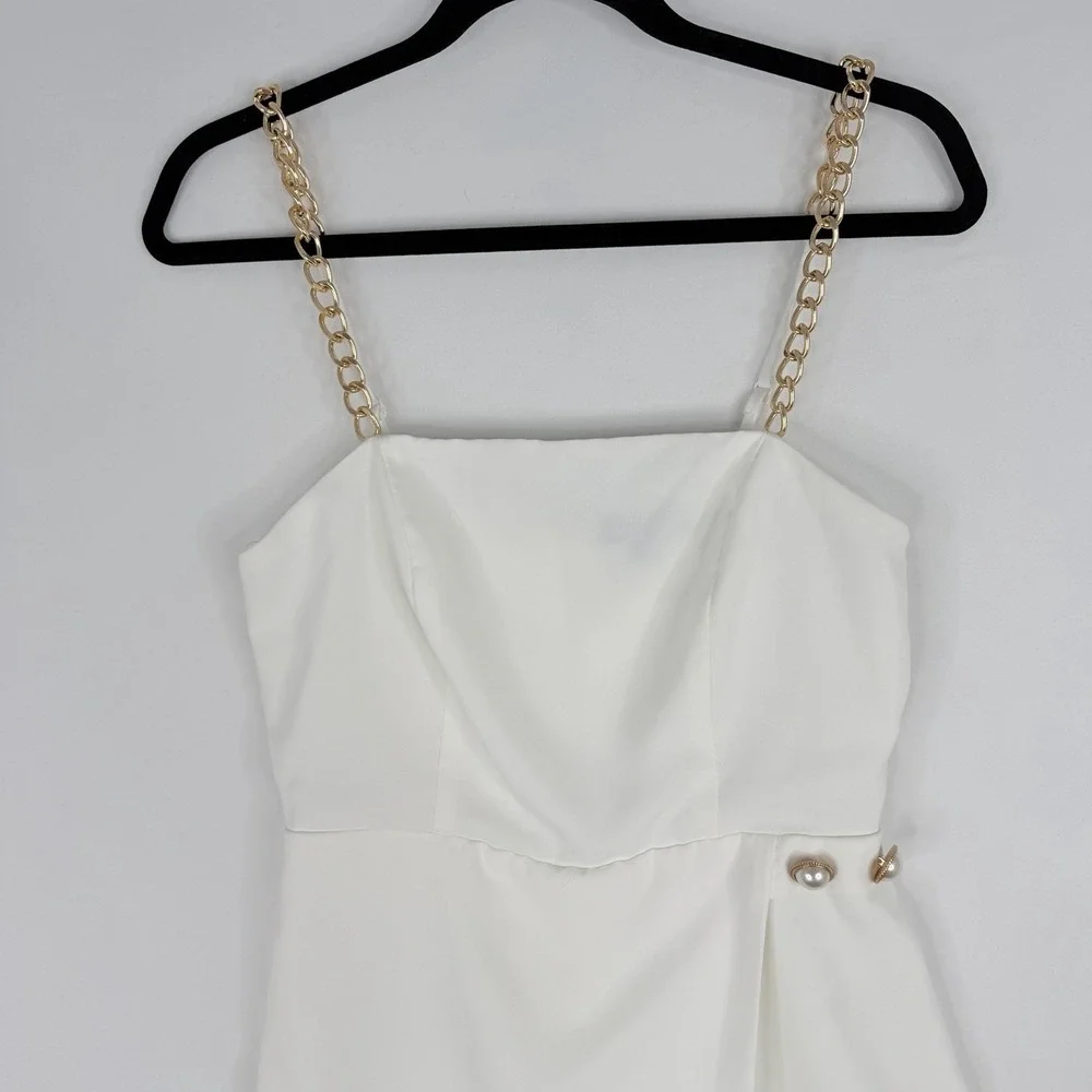 LULUS Cheers To Chic Light Orange Notched Sleeveless Skort Romper Size SMALL